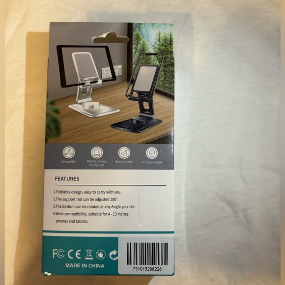 NWT - Foldable Black Phone/Tablet Stand - Rotates & Adjustable - Picture 2 of 4
